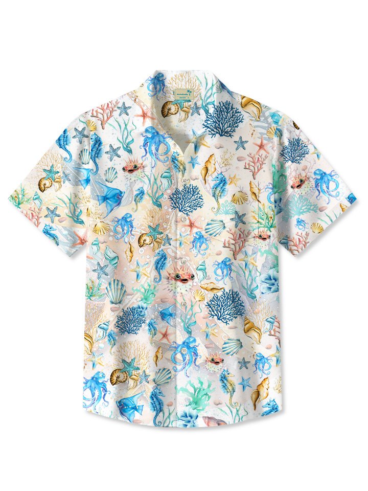 Summer Tropical Sea Life Beach Casual Hawaiian Shirt BGR2765251 - Boogor