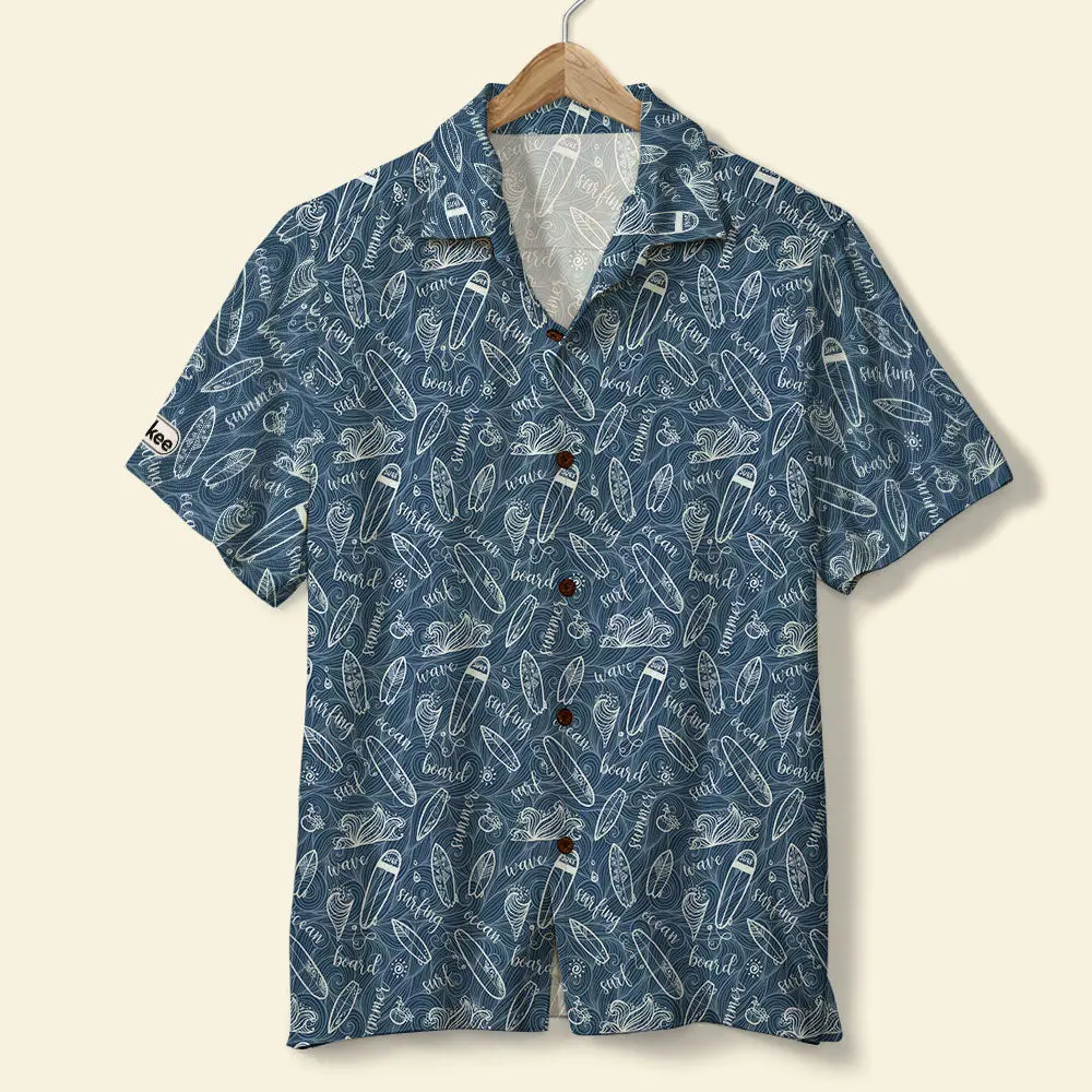 Surfing Unisex Hawaiian Shirt Aloha Shirt Summer Vibe Dark Blue Style Surfing Boards BGR2765587 - Boogor