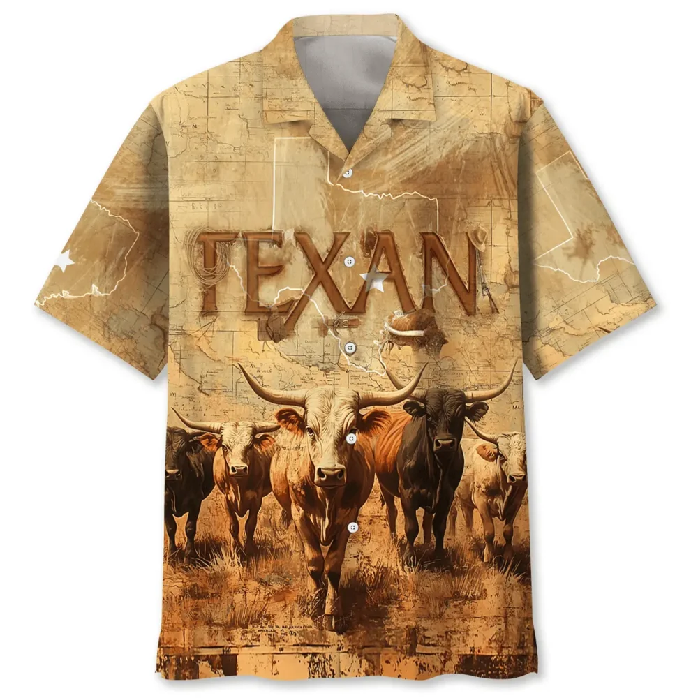 Texan Longhorn Hawaiian Shirt BGR2764720 - Boogor