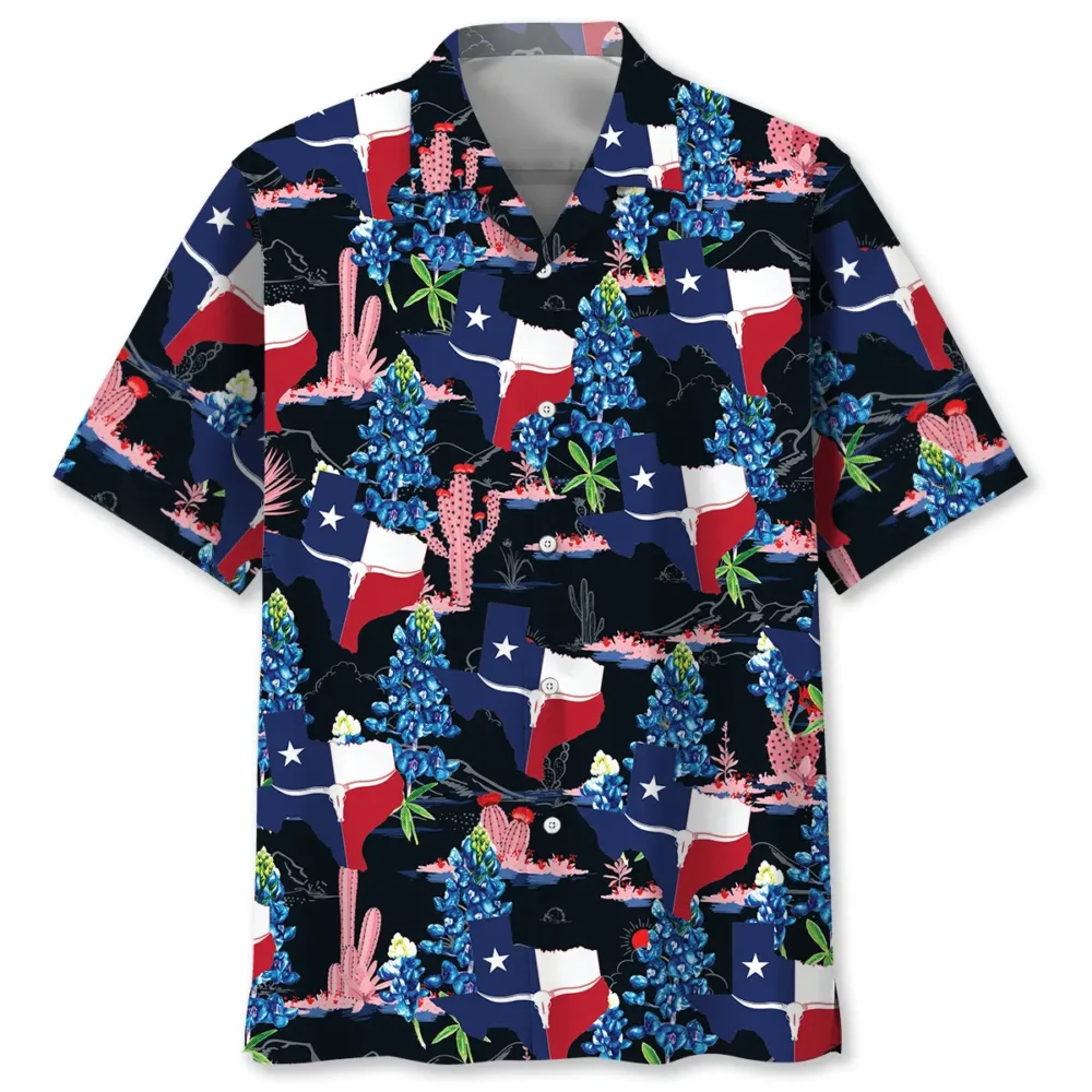 Texas Cactus Longhorn Hawaiian Shirt BGR2764998 - Boogor