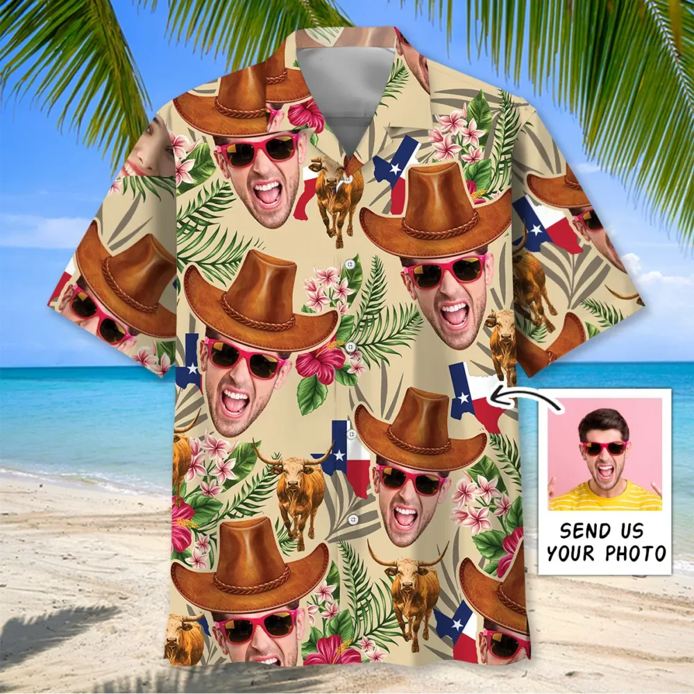 Texas Cowboy Custom Photo Hawaiian Shirt BGR2764864 - Boogor