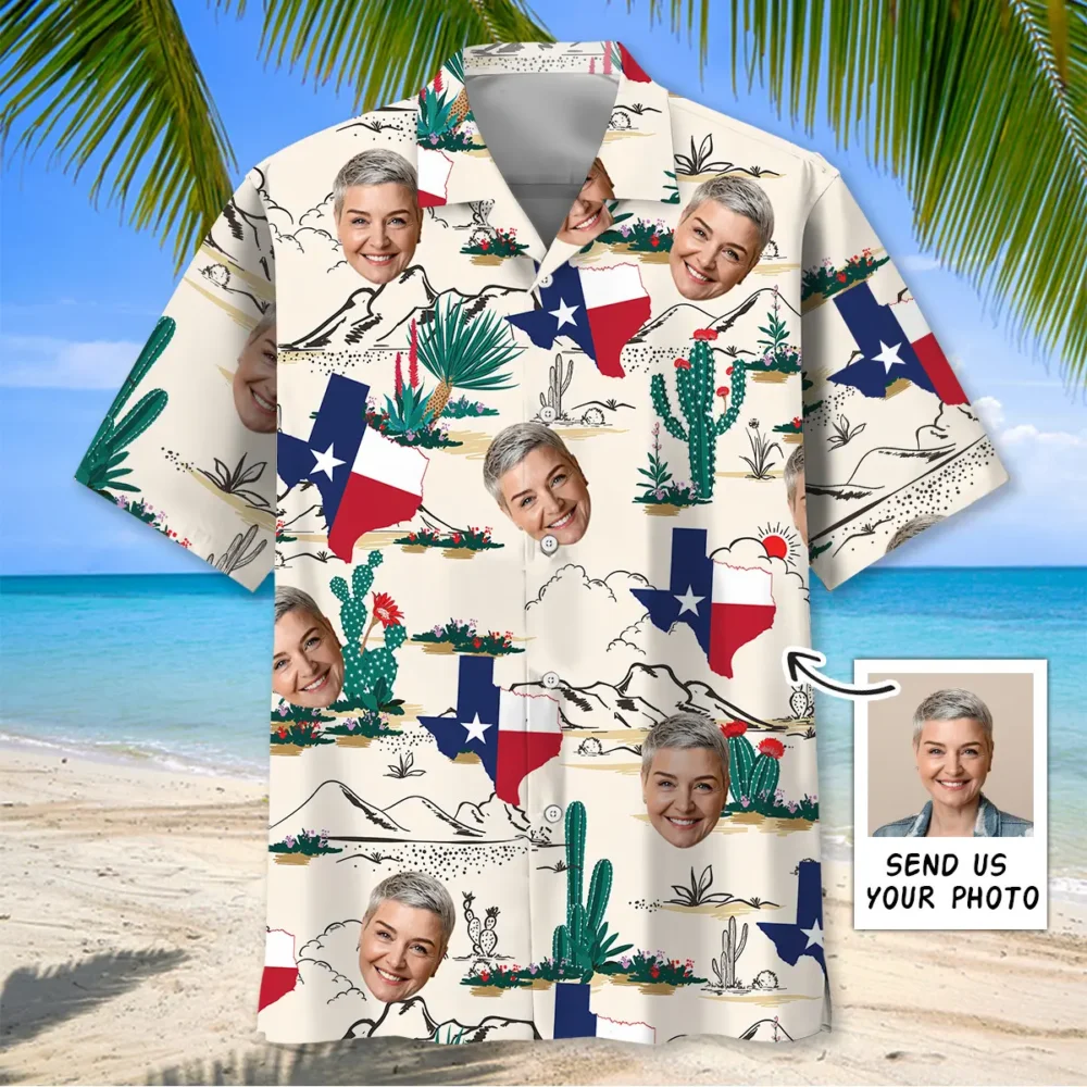 Texas Desert Custom Photo Face Hawaiian Shirt BGR2764807 - Boogor