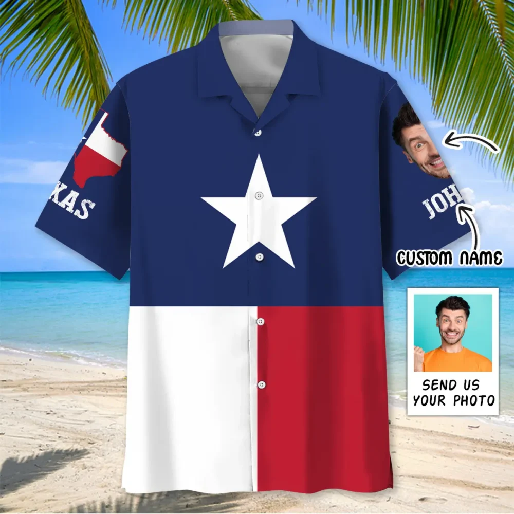 The Lone Star State Custom Name Custom Photo Hawaiian Shirt BGR2764827 - Boogor
