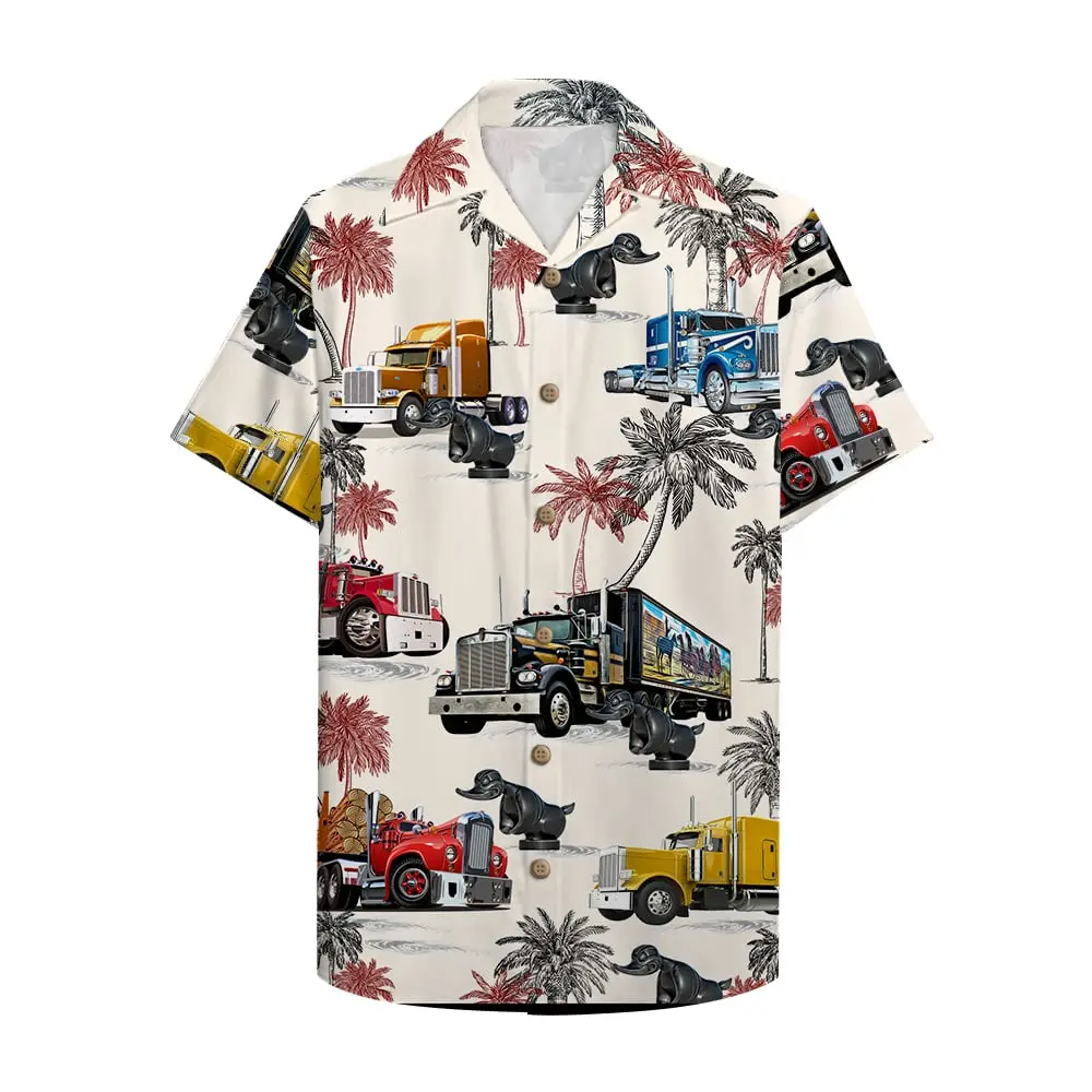 Truck With Duck Pattern Unisex Hawaiian Shirt Aloha Shirt BGR2765671 - Boogor