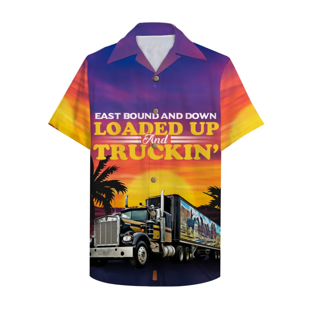 Trucker East Bound And Down Loaded Up And Truckin' Unisex Hawaiian Shirt Aloha Shirt BGR2765634 - Boogor