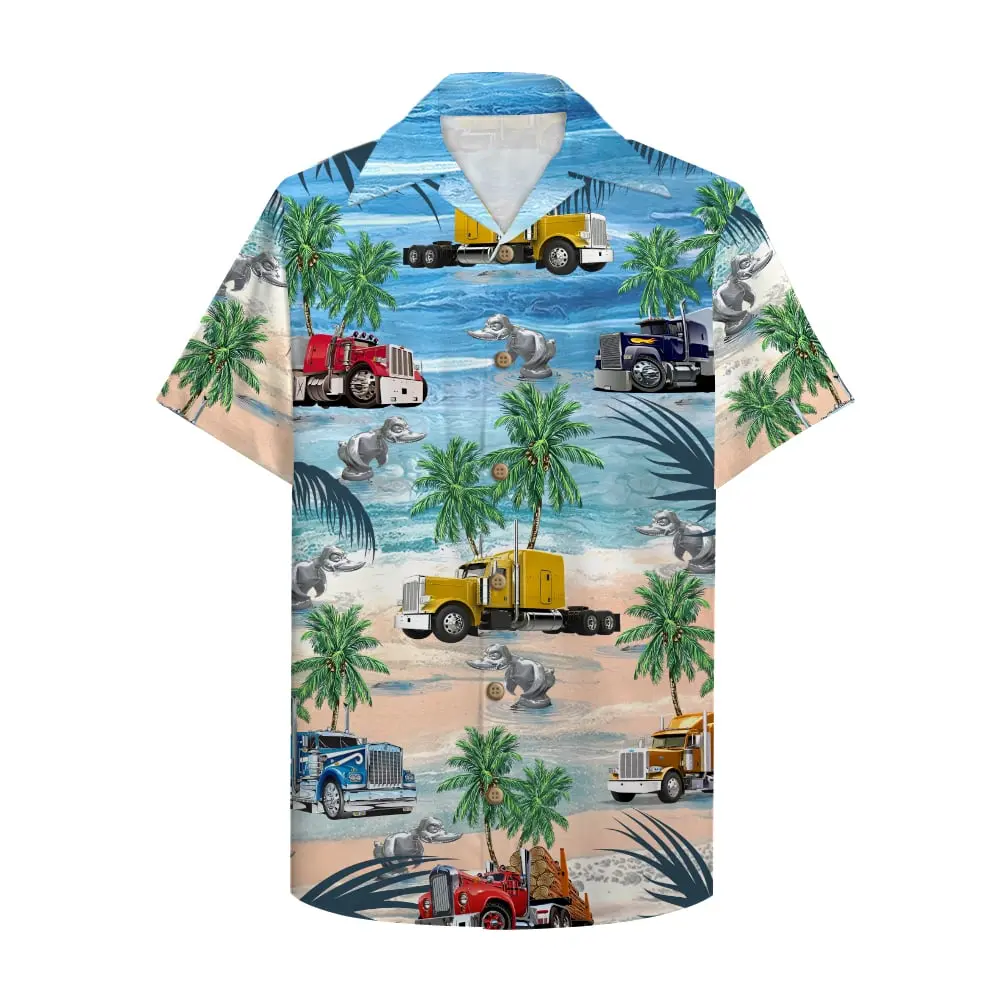 Trucker Semitruck Unisex Hawaiian Shirt Aloha Shirt BGR2765648 - Boogor