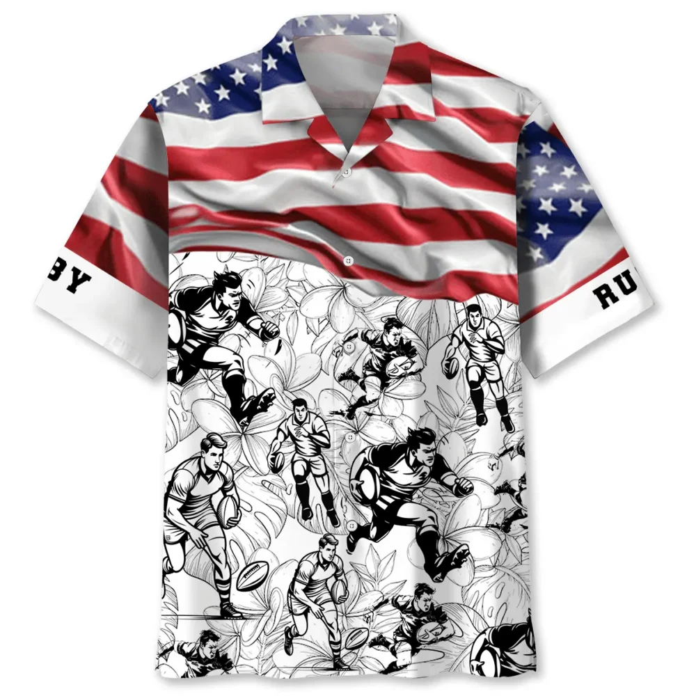 USA Rugby Button Down Hawaiian Shirt BGR2764715 - Boogor