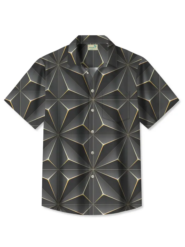 Vintage 3D Gradient Geometric Casual Hawaiian Shirt BGR2765181 - Boogor