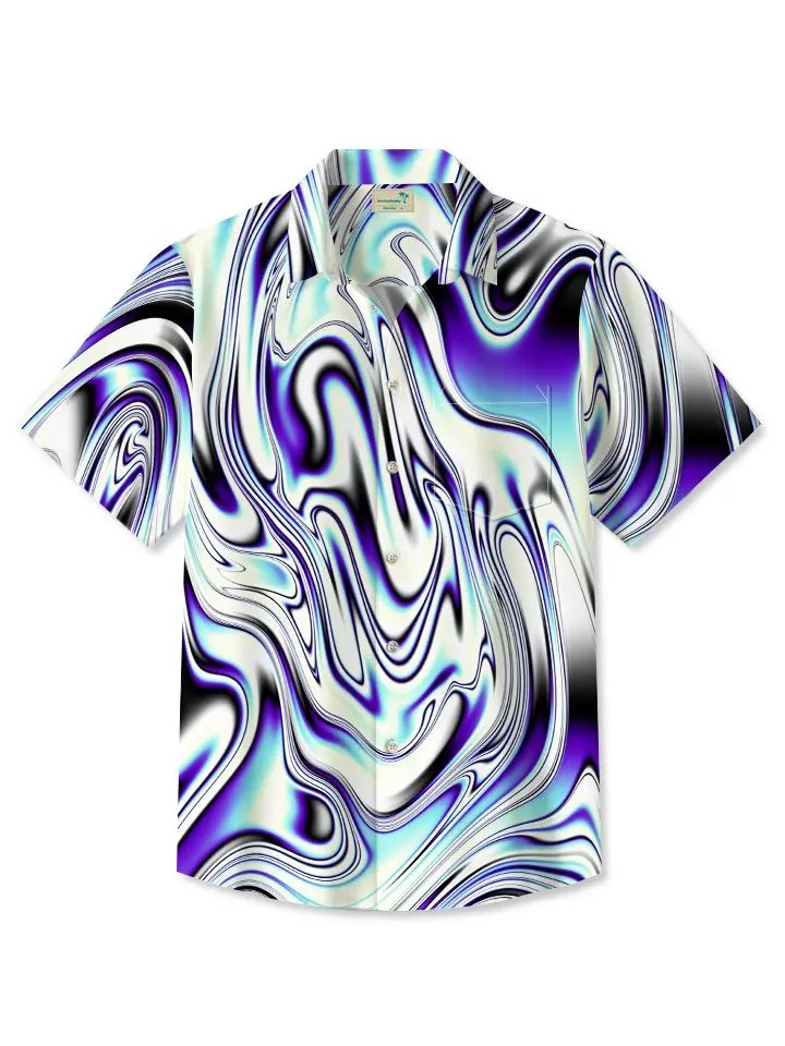 Vintage Abstract Gradient Fluid Psychedelic Print Hawaiian Shirt BGR2765038 - Boogor