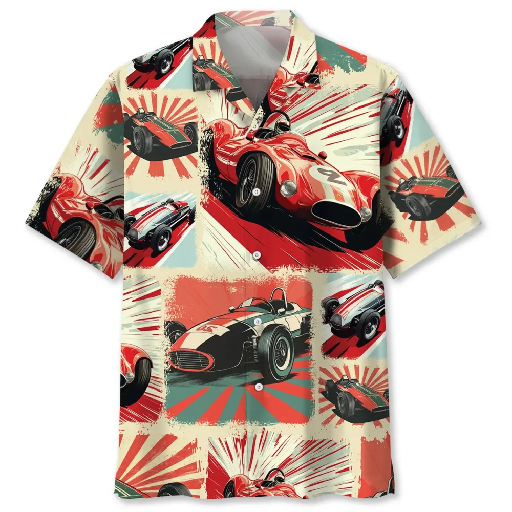 Vintage European Racing Car Magazine Hawaiian Shirt BGR2764986 - Boogor