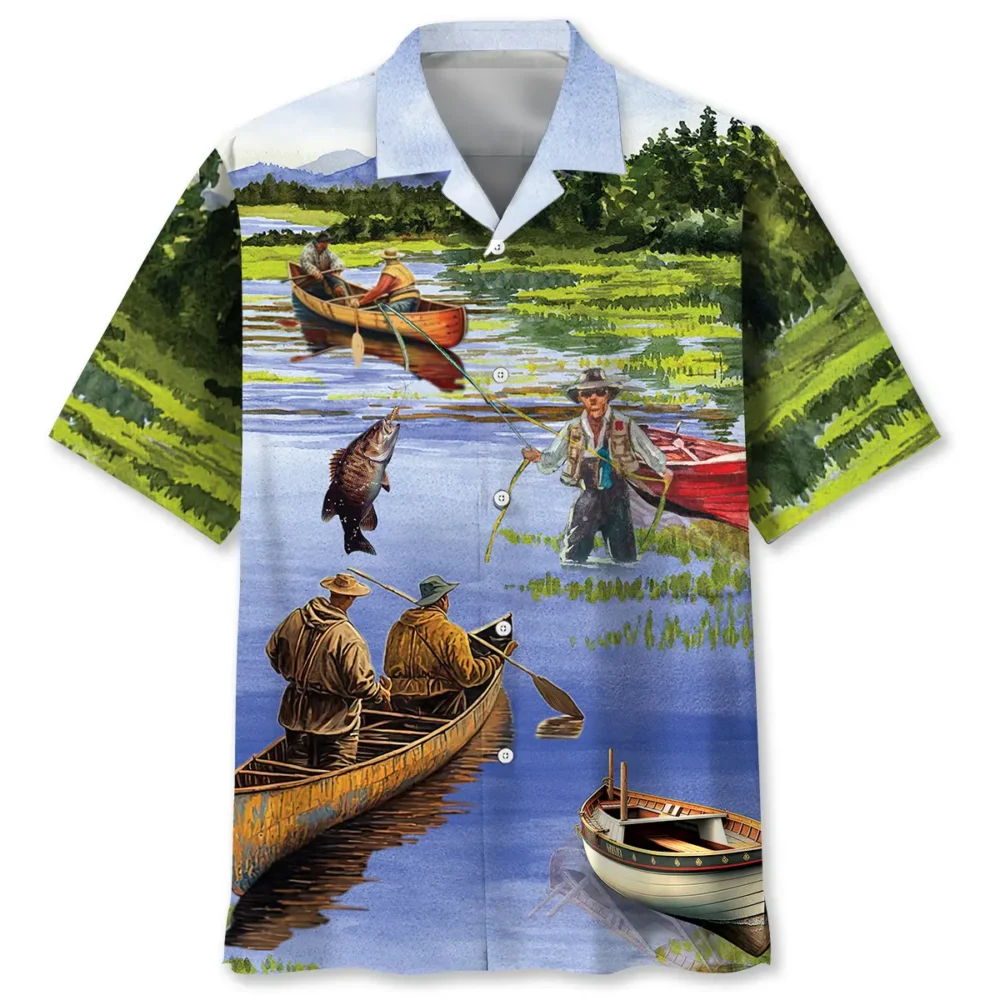 Vintage Fishing Art Hawaiian Shirt BGR2764866 - Boogor