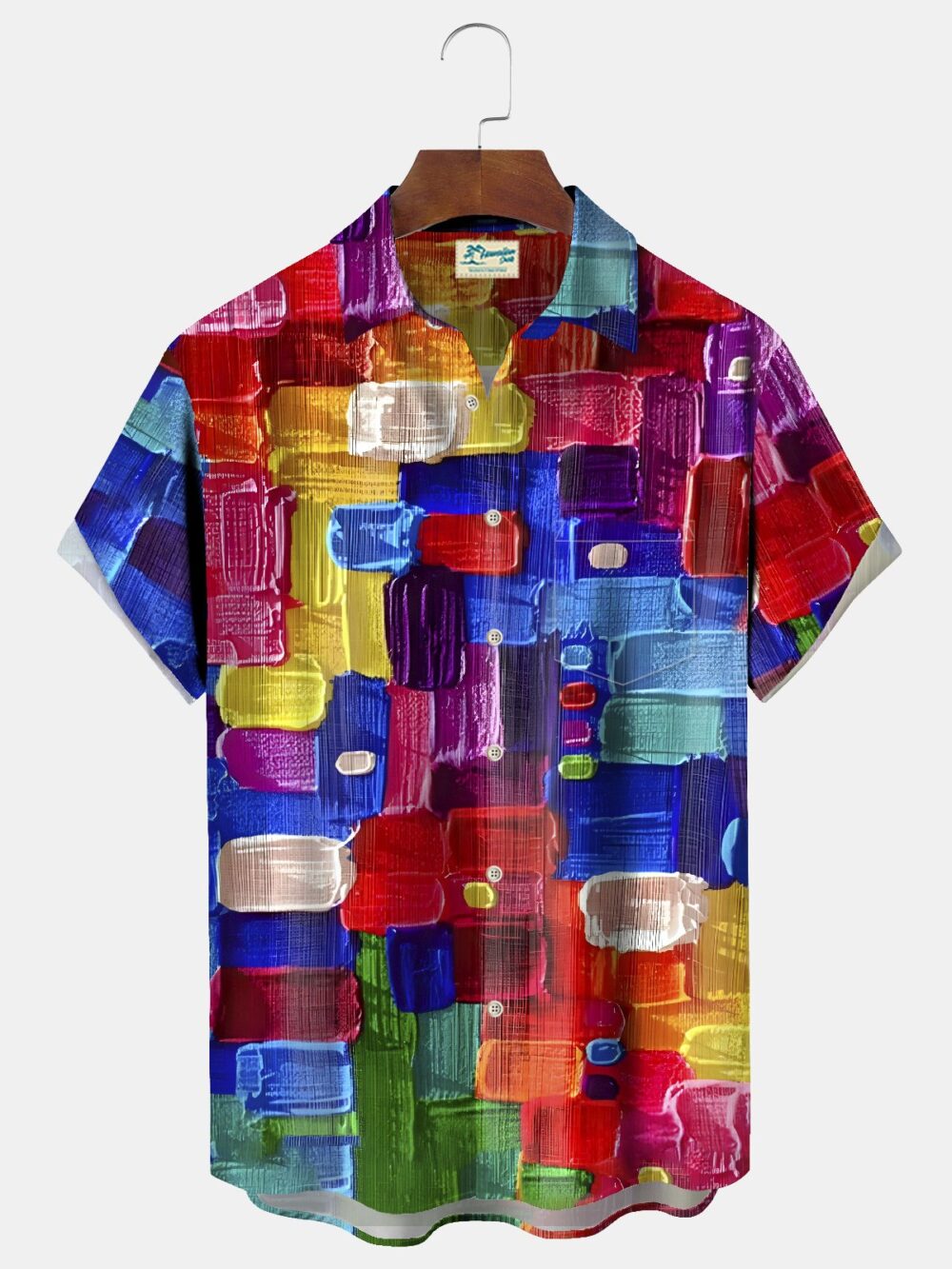 Vintage Geometric Art Print Chest Bag Men's Tall Hawaiian Shirt BGR2765085 - Boogor