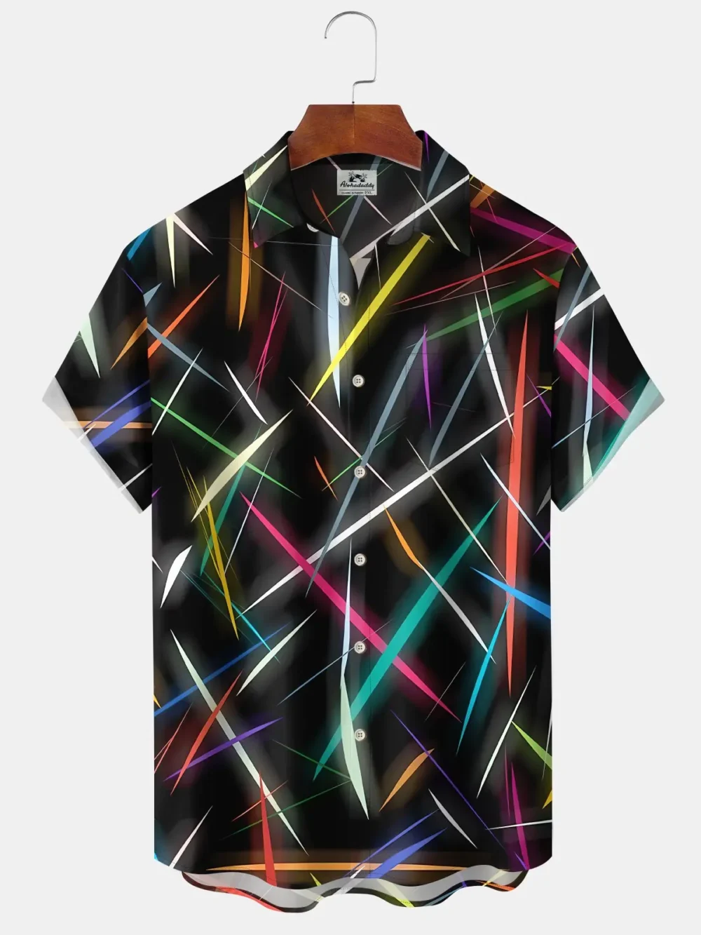 Vintage Geometric Gradient Color Stripe Hawaiian Shirt BGR2765259 - Boogor