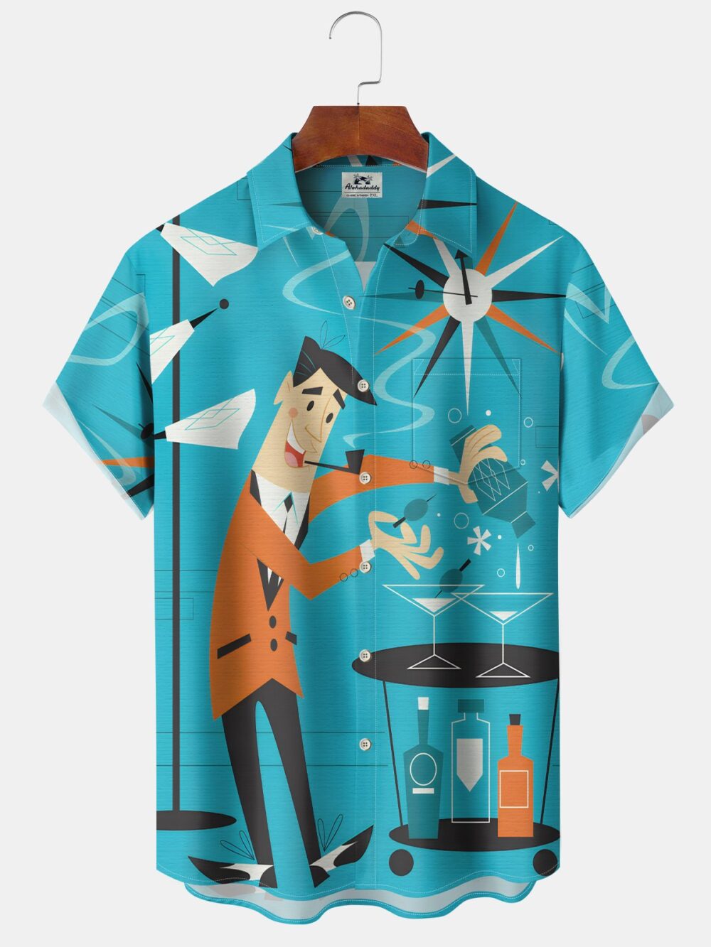 Vintage Geometric Mid-Century Modern Cocktail Hawaiian Shirt for Men BGR2765160 - Boogor