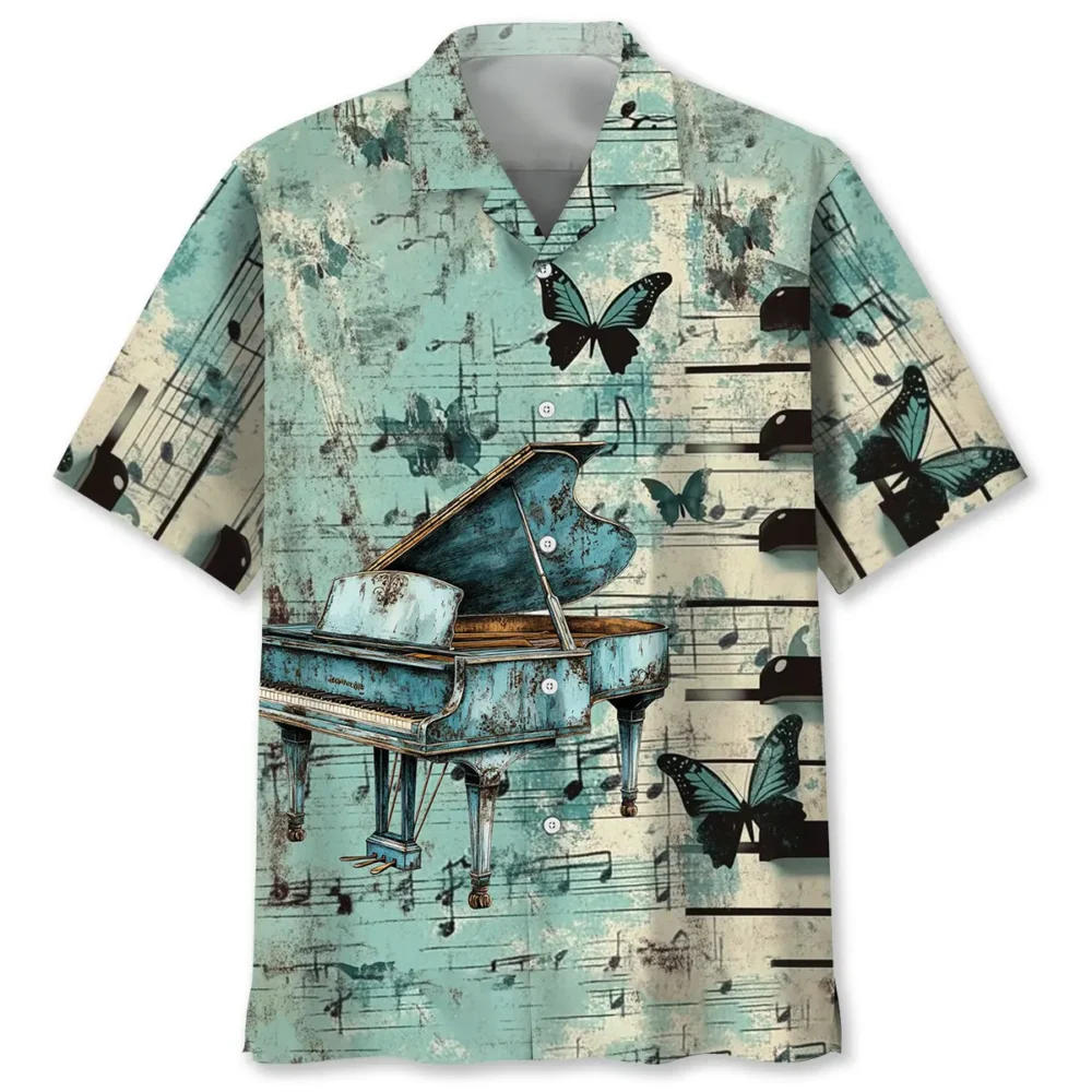Vintage Grand Piano Butterfly Hawaiian Shirt BGR2764844 - Boogor