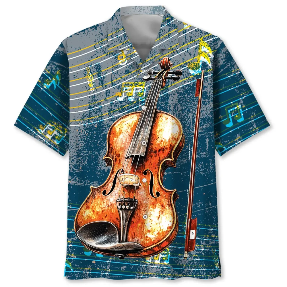 Violin Vintage Blue Hawaiian Shirt BGR2764930 - Boogor