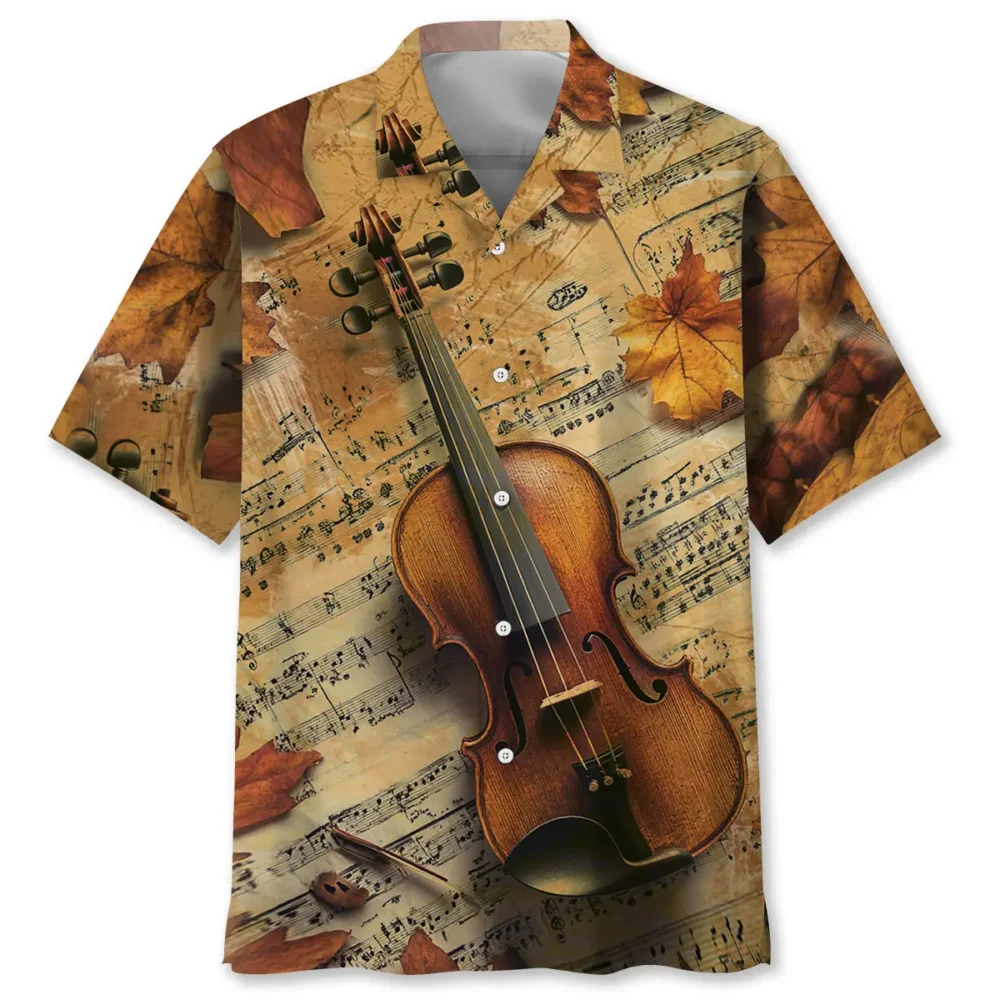 Violin Vintage Maple Leaf Hawaiian Shirt BGR2764929 - Boogor