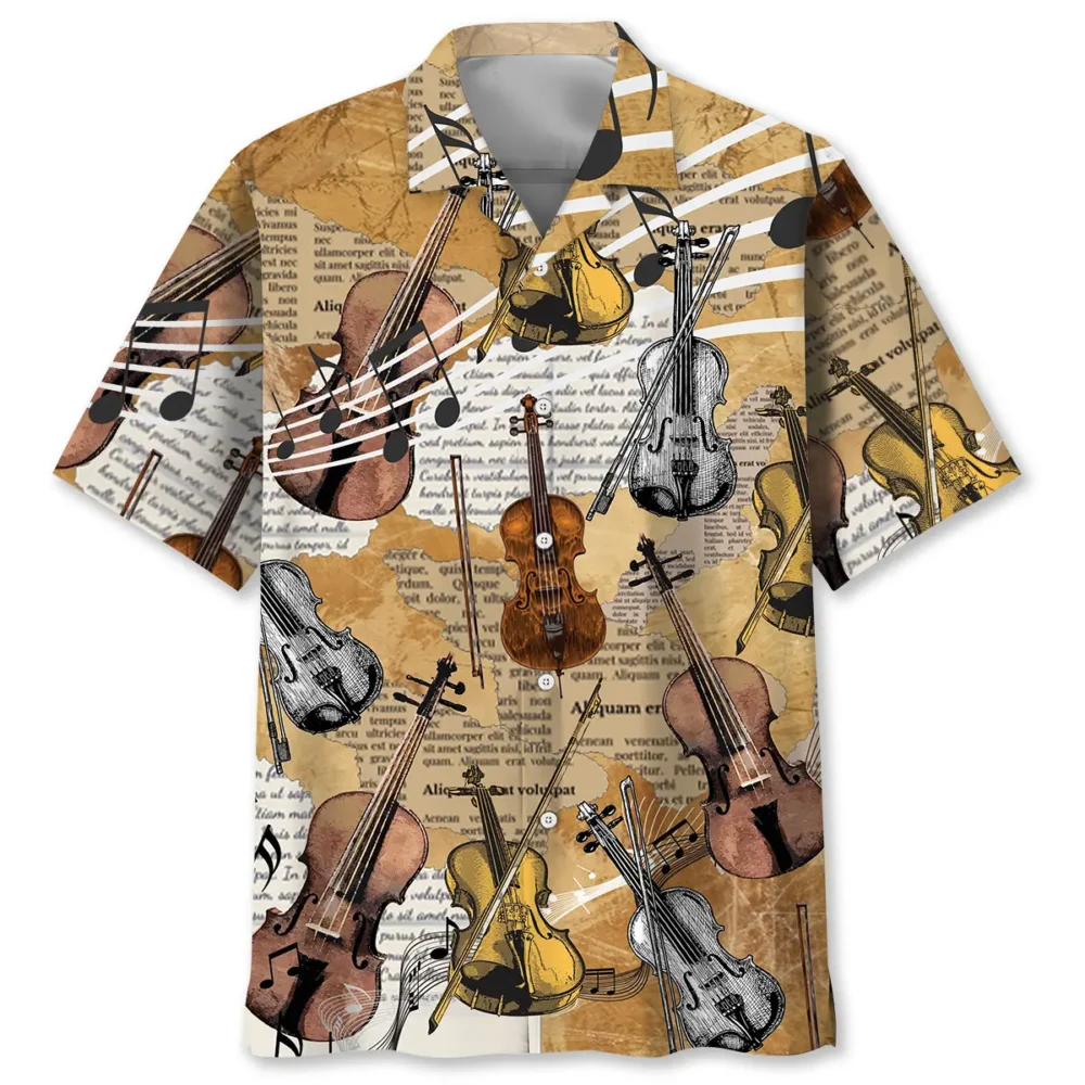 Violin Vintage Newspaper Hawaiian Shirt BGR2764927 - Boogor