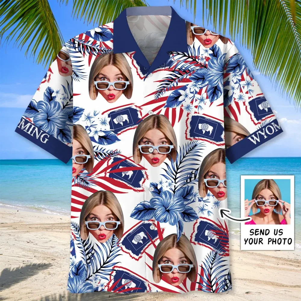 Wyoming State Custom Photo Face Hawaiian Shirt BGR2764811 - Boogor